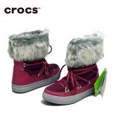 Crocs卡骆驰女鞋 时尚保暖秋冬休闲厚底系带洛基雪地短靴|203423