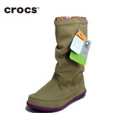 Crocs女靴子保暖秋冬季卡骆驰阿瑞安娜麂皮平底中筒时装靴|14685