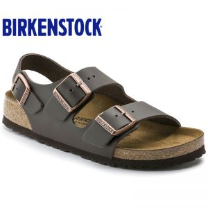 德国制造Birkenstock天然牛皮/光滑真皮休闲凉鞋经典Milano系踝凉鞋