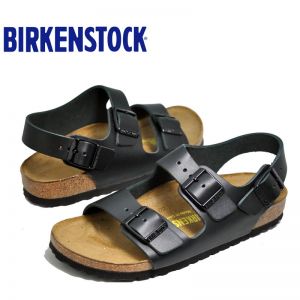 德国制造Birkenstock天然牛皮/光滑真皮休闲凉鞋经典Milano系踝凉鞋