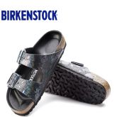 春夏新款Birkenstock牛皮两扣凉拖鞋Arizona金属光泽闪亮色软木拖鞋