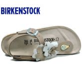 Birkenstock经典软木夹趾人字拖磨砂牛皮花朵配饰春夏新款软木拖鞋软木拖鞋