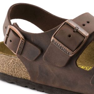 德国制造Birkenstock天然牛皮/光滑真皮休闲凉鞋经典Milano系踝凉鞋