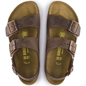 德国制造Birkenstock天然牛皮/光滑真皮休闲凉鞋经典Milano系踝凉鞋