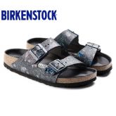 春夏新款Birkenstock牛皮两扣凉拖鞋Arizona金属光泽闪亮色软木拖鞋