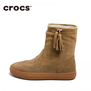 Crocs卡骆驰女鞋保暖雪地靴女冬芮莉洛基软跟平底短筒靴|203425