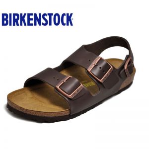 德国制造Birkenstock天然牛皮/光滑真皮休闲凉鞋经典Milano系踝凉鞋