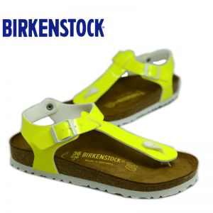 德国Birkenstock Kairo荧光漆皮人字拖系踝凉鞋