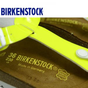德国Birkenstock Kairo荧光漆皮人字拖系踝凉鞋