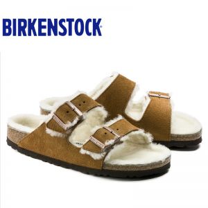 Birkenstock Arizona羊绒鞋床反绒牛皮秋冬毛毛鞋软木拖鞋软木拖鞋