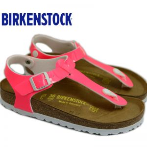 德国Birkenstock Kairo荧光漆皮人字拖系踝凉鞋