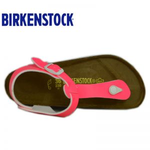 德国Birkenstock Kairo荧光漆皮人字拖系踝凉鞋