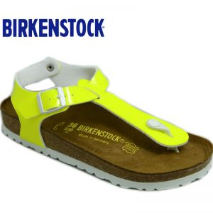德国Birkenstock Kairo荧光漆皮人字拖系踝凉鞋