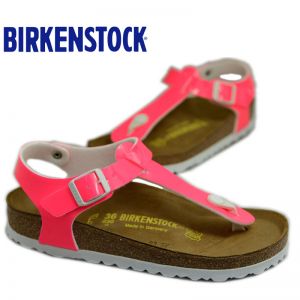 德国Birkenstock Kairo荧光漆皮人字拖系踝凉鞋