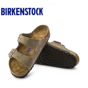 【软底】春夏全新款Birkenstock经典两扣凉拖Arizona牛反绒皮柔软鞋床软木拖鞋