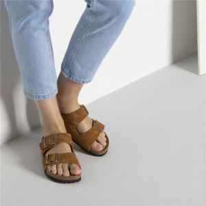 【软底】春夏全新款Birkenstock经典两扣凉拖Arizona牛反绒皮柔软鞋床软木拖鞋