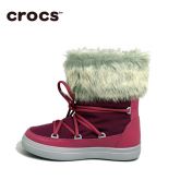 Crocs卡骆驰女鞋 时尚保暖秋冬休闲厚底系带洛基雪地短靴|203423
