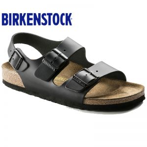 德国制造Birkenstock天然牛皮/光滑真皮休闲凉鞋经典Milano系踝凉鞋